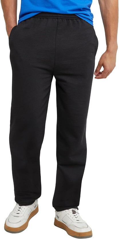 Hanes Men's EcoSmart Sweatpants, Athletic Lounge Pants with Pockets, Open Hem Bottom, Fleece Pants