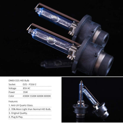 DMEX D3S HID Headlight Bulbs 8000K White Blue Xenon 35W 66340 42403 42302 Replacement - Pack of 2 (Not fit Halogen Headlamp)