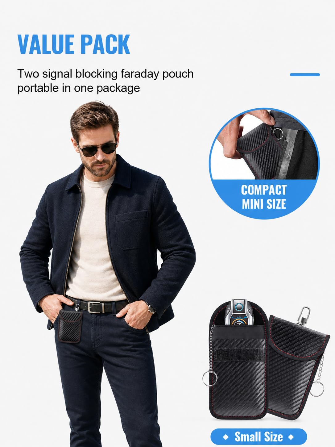 Faraday Pouch for Car Keys, Faraday Bag, Car RFID Signal Blocking Holder, Key Fob Protector, Key fob cage Block Signal Anti-Theft Fob Case Red,M