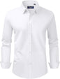 Alimens & Gentle Men's Dress Shirt Regular Fit Stretch Stain Shield Long Sleeve Solid Business Wedding Button Down Shirts