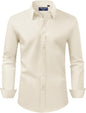 Alimens & Gentle Men's Dress Shirt Regular Fit Stretch Stain Shield Long Sleeve Solid Business Wedding Button Down Shirts