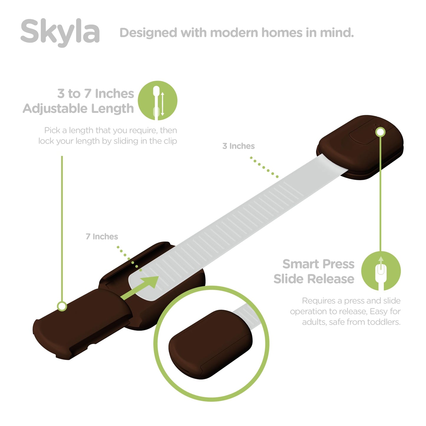 SKYLA HOMES Child Safety Cabinet Locks, White, 8 Pack