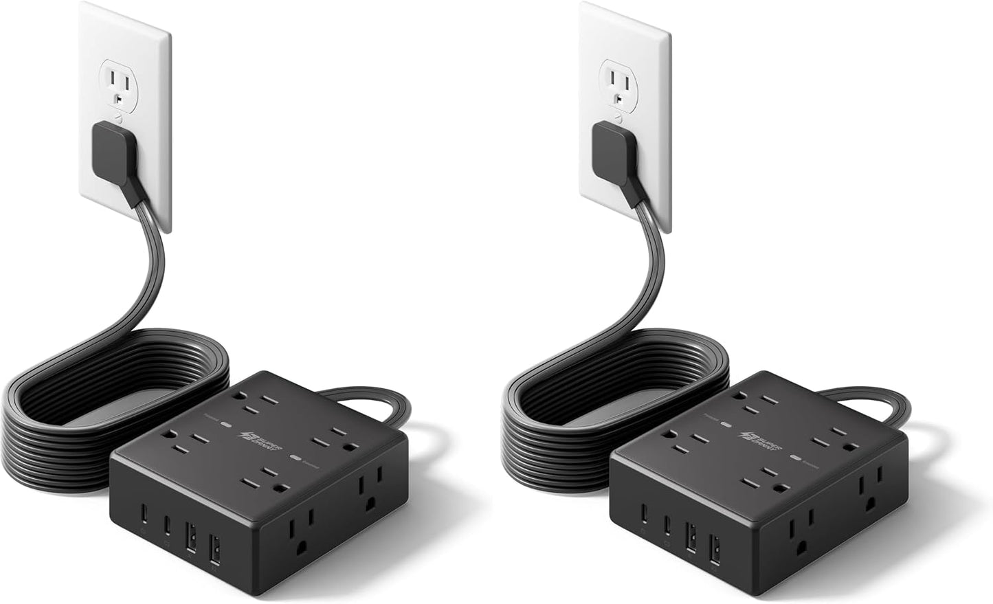 SUPERDANNY Extension Cord,Flat Plug Surge Protector Power Strip,6Ft