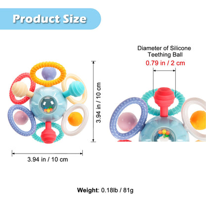 Baby Montessori Sensory Teething Toy 0-6 6-12 Months, Teether Ball & Rattle