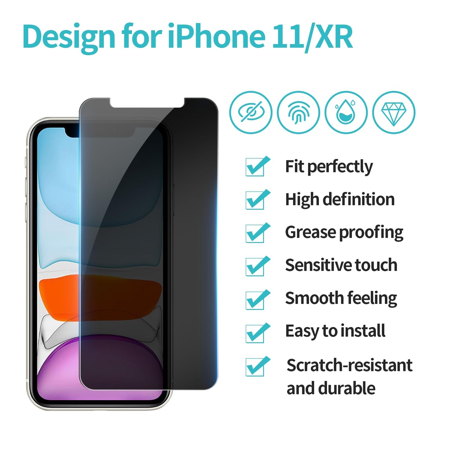 PEHAEL for iPhone 16 Pro Max Privacy Screen Protector+Camera Lens Protector