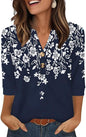 OFEEFAN Womens Tops 3/4 Sleeve Henley Shirts for Women Summer Outfits Fashion Clothing