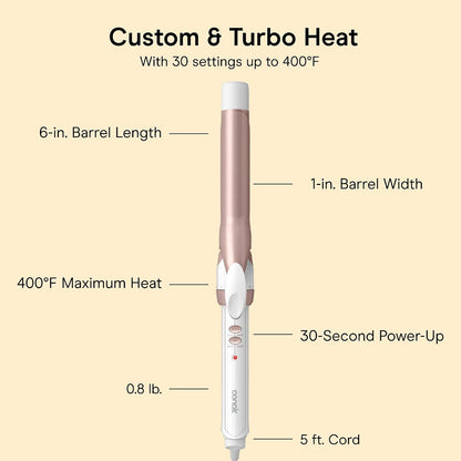 Conair Curling Iron, Double Ceramic, 1" Barrel, White/Rose Gold