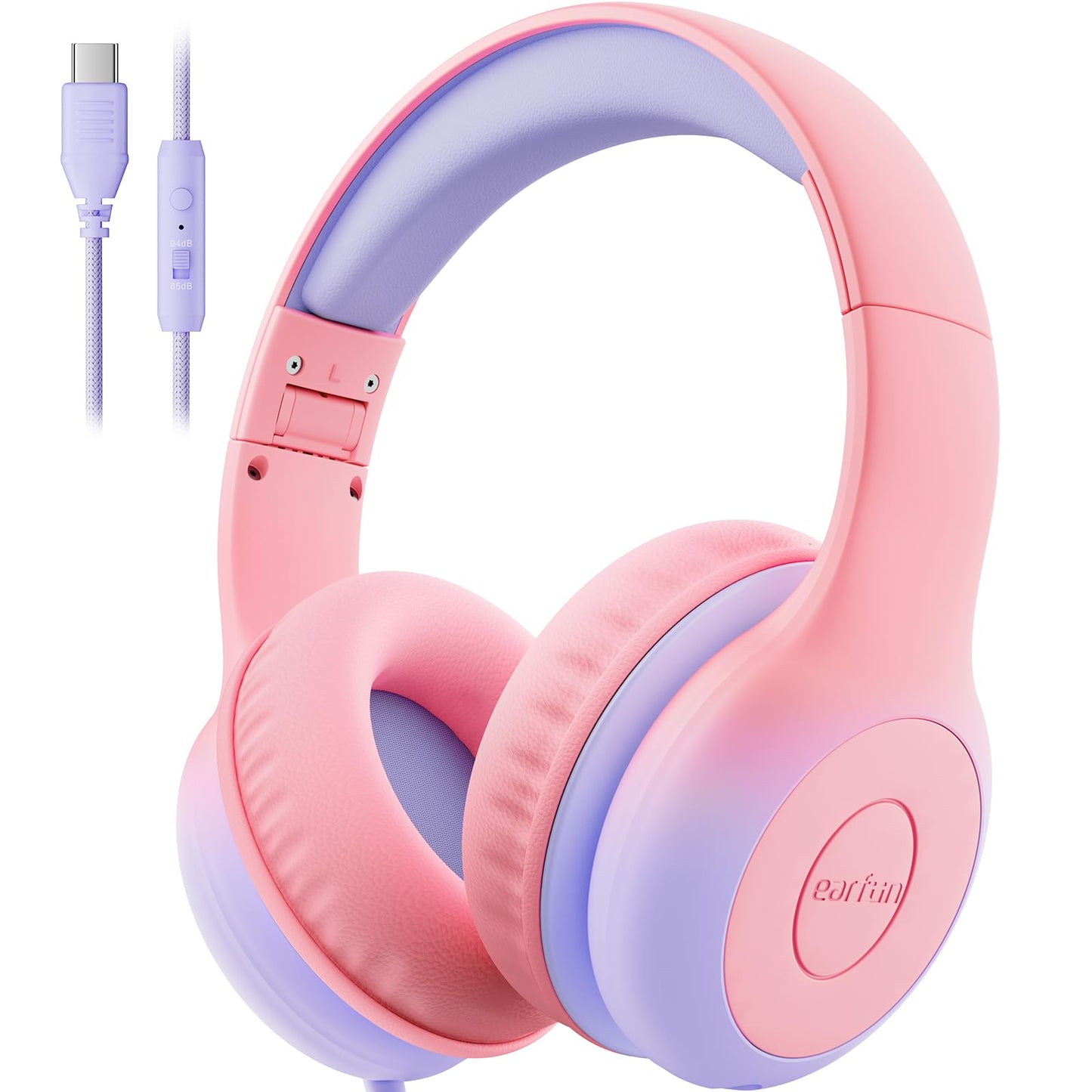 EarFun K1 Kids Headphones Wired with Mic, Volume Limit Headphones for Kids