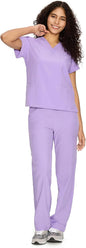 COZYFIT Scrubs for Women Set - V-Neck & Straight Leg Pants with 9 Pockets