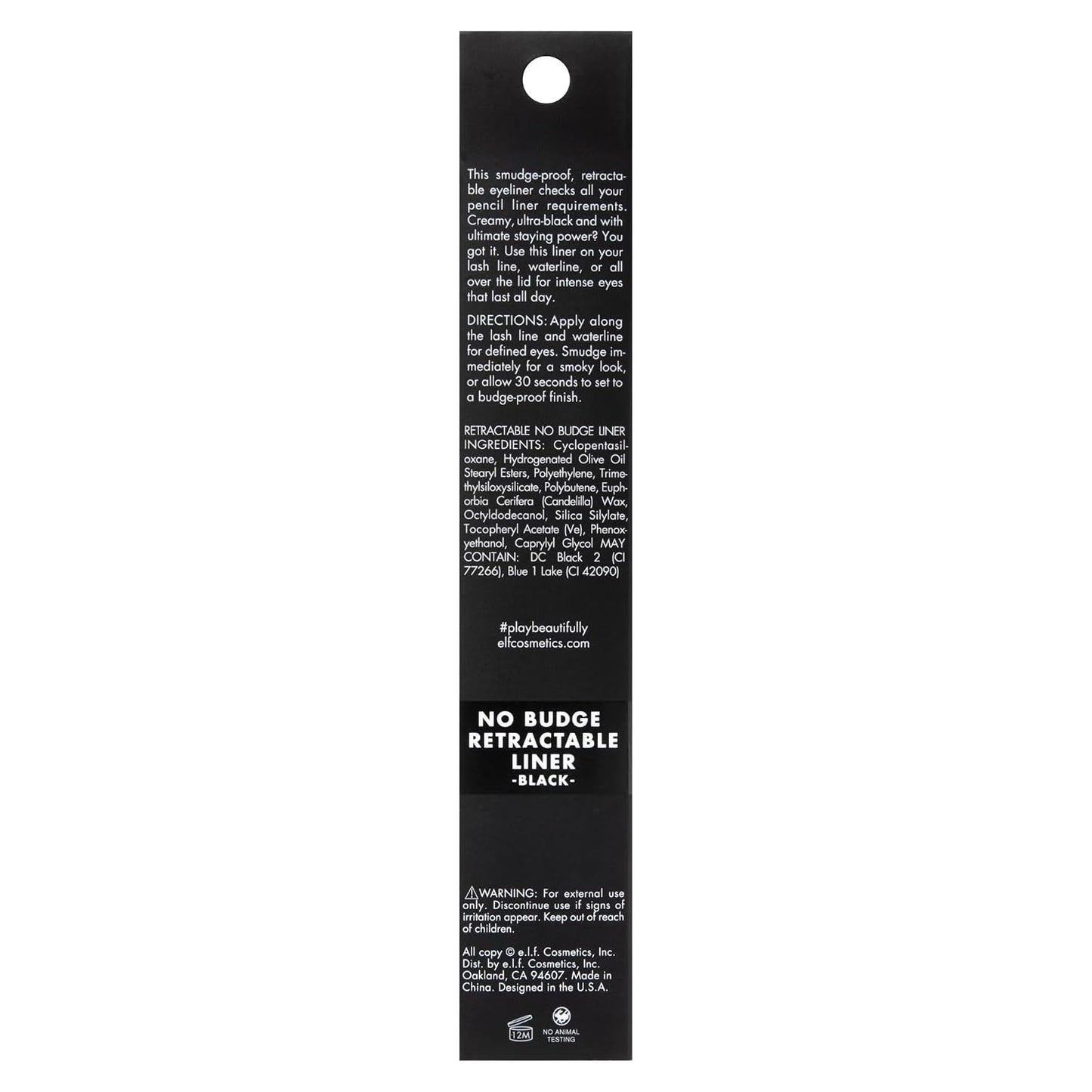 e.l.f. No Budge Retractable Eyeliner, Creamy, Ultra-Pigmented & Waterproof, Creates Bold & Defined Lines, Vegan & Cruelty-Free, Black