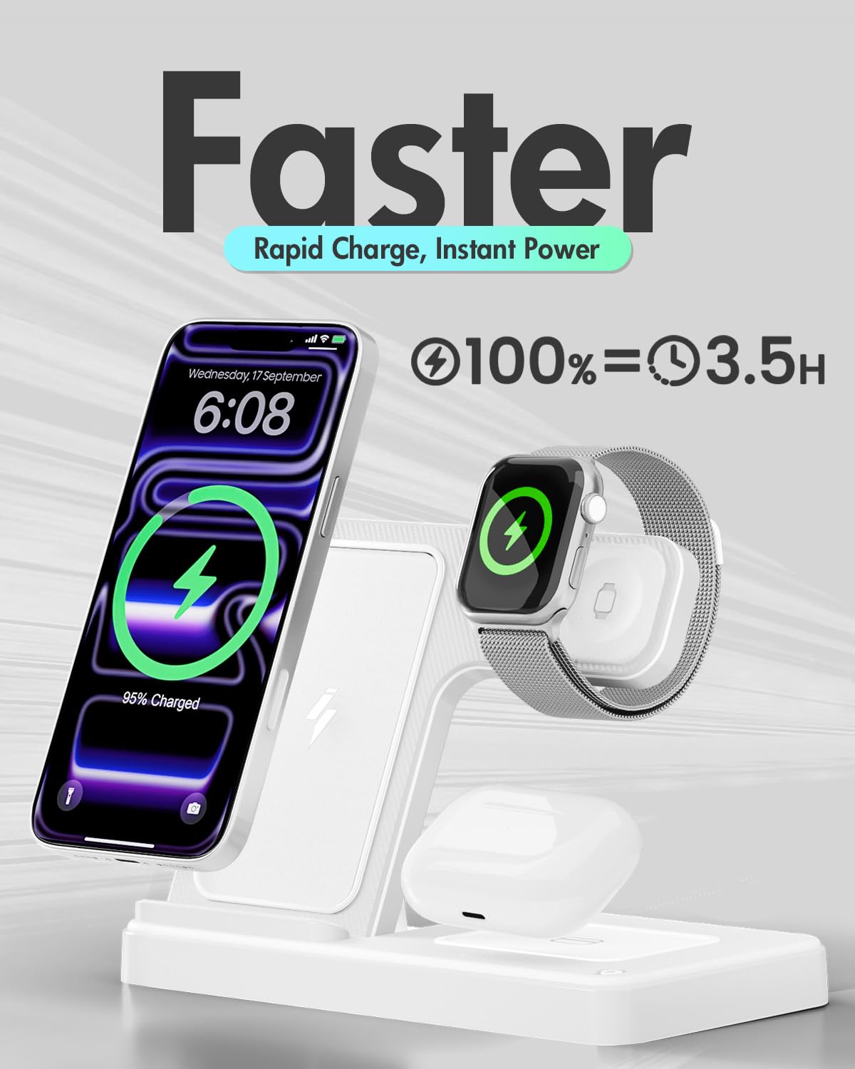 GETPALS Wireless Charger iPhone Charging Station for Apple Multiple Devices