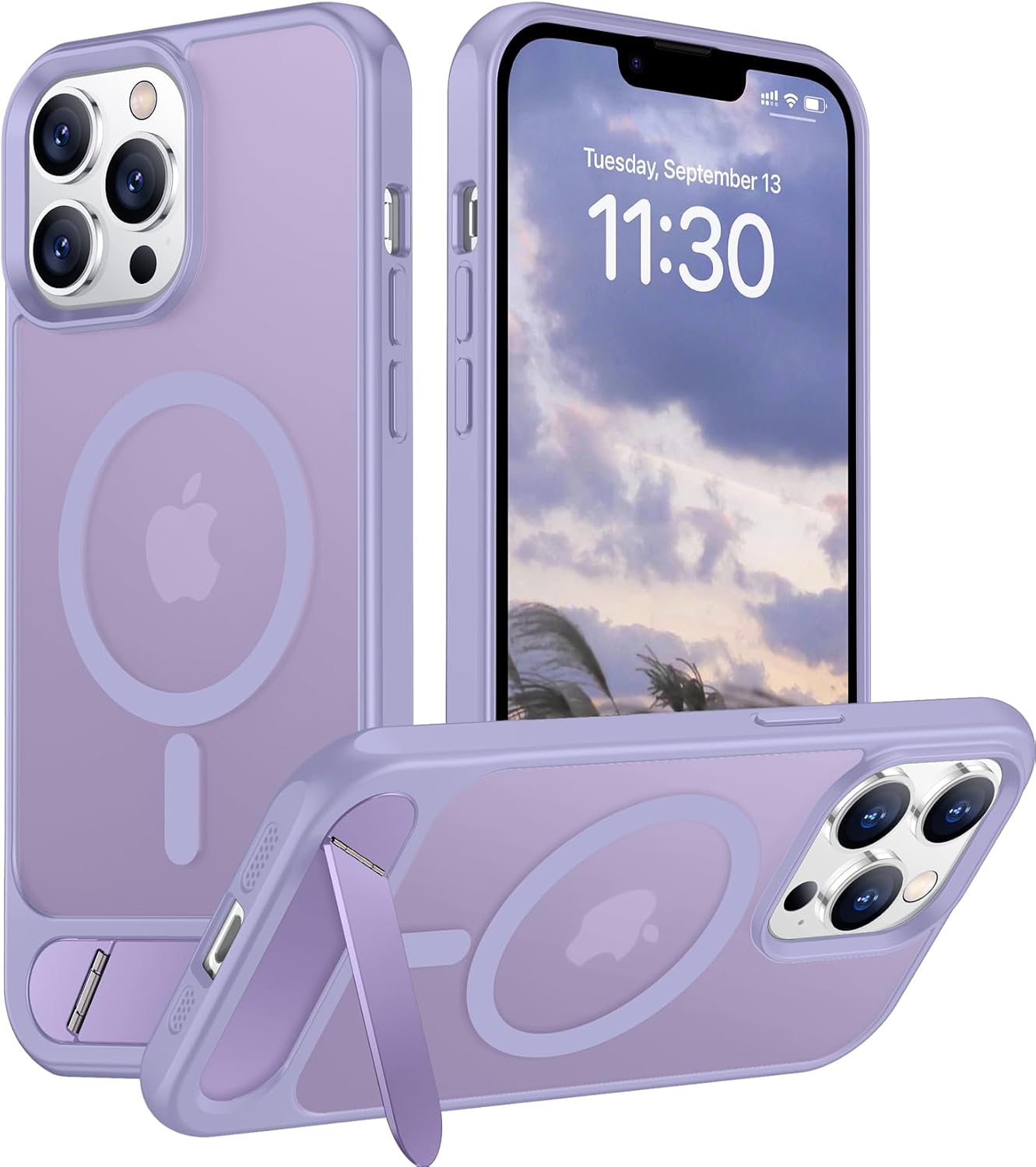 Magnetic Compatible with iPhone 14 Pro Max Case, [Built-in Invisible Kickstand][Compatible with MagSafe] [Military Grade Shockproof] Slim Translucent Matte Phone Case for iPhone 14 Pro Max 6.7"
