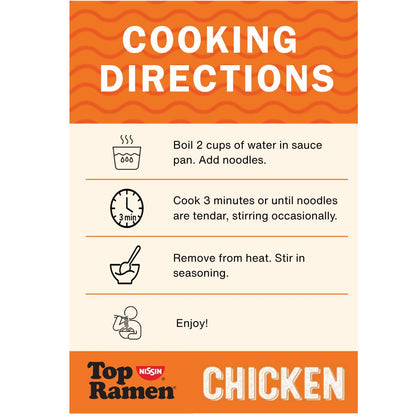 Nissin Top Ramen Noodle Soup, Chicken, 3 Ounce (Pack of 24)