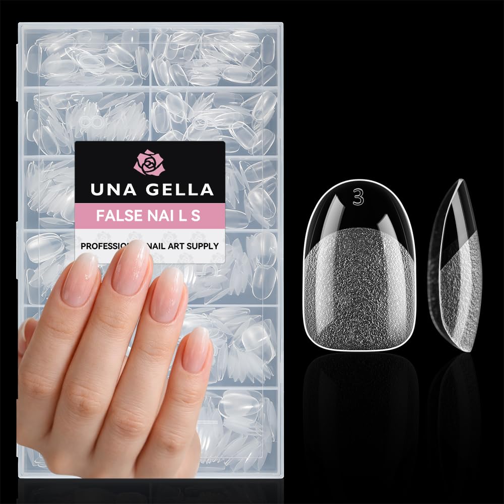 UNA GELLA 504Pcs Medium Pointed Almond Nail Tips, X-Soft Almond Gel Nails