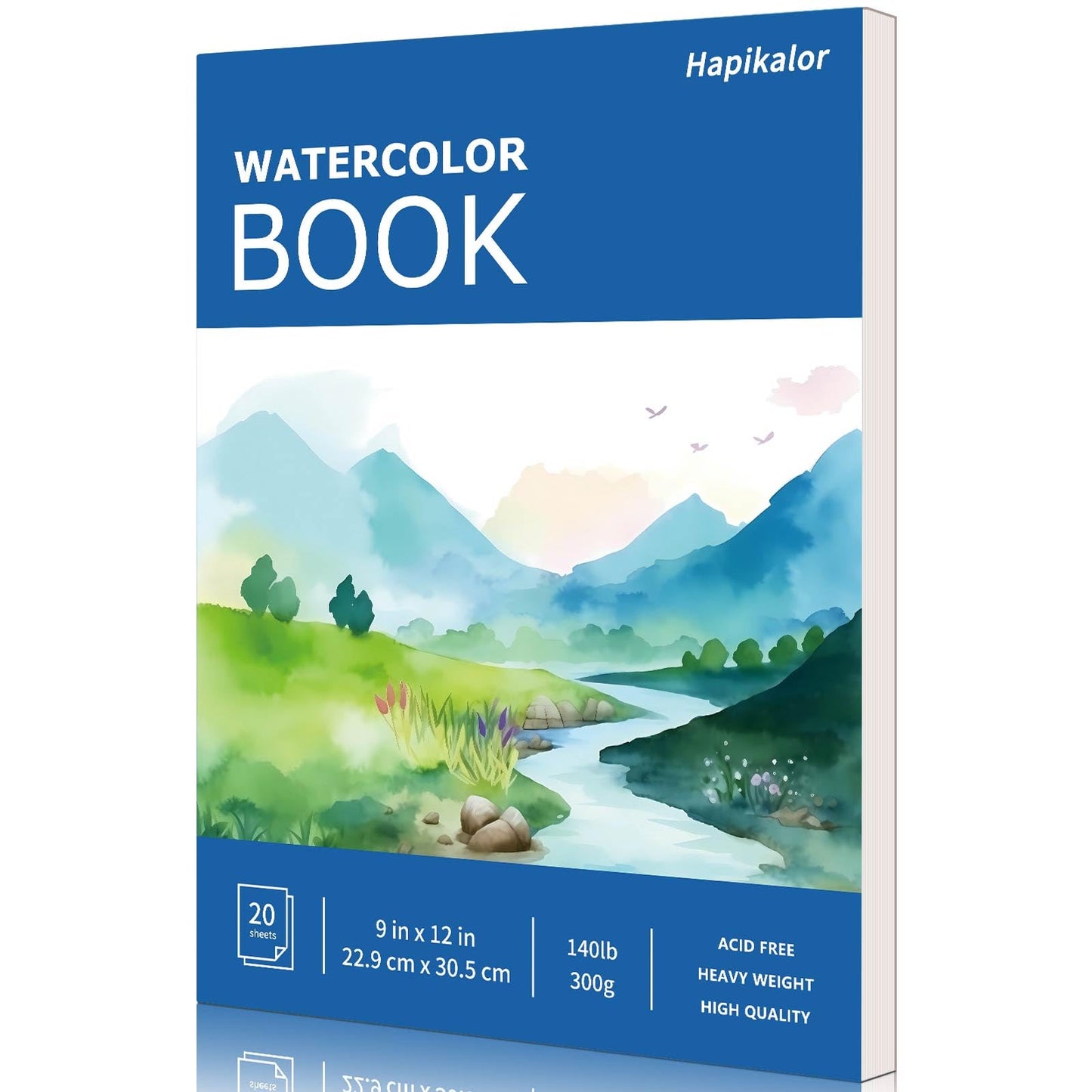 Hapikalor Watercolor Paper Pad, 9"x12" Water Color Paper, 140lb/300gsm Teal