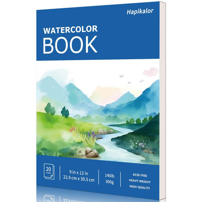 Hapikalor Watercolor Paper Pad, 9"x12" Water Color Paper, 140lb/300gsm Teal