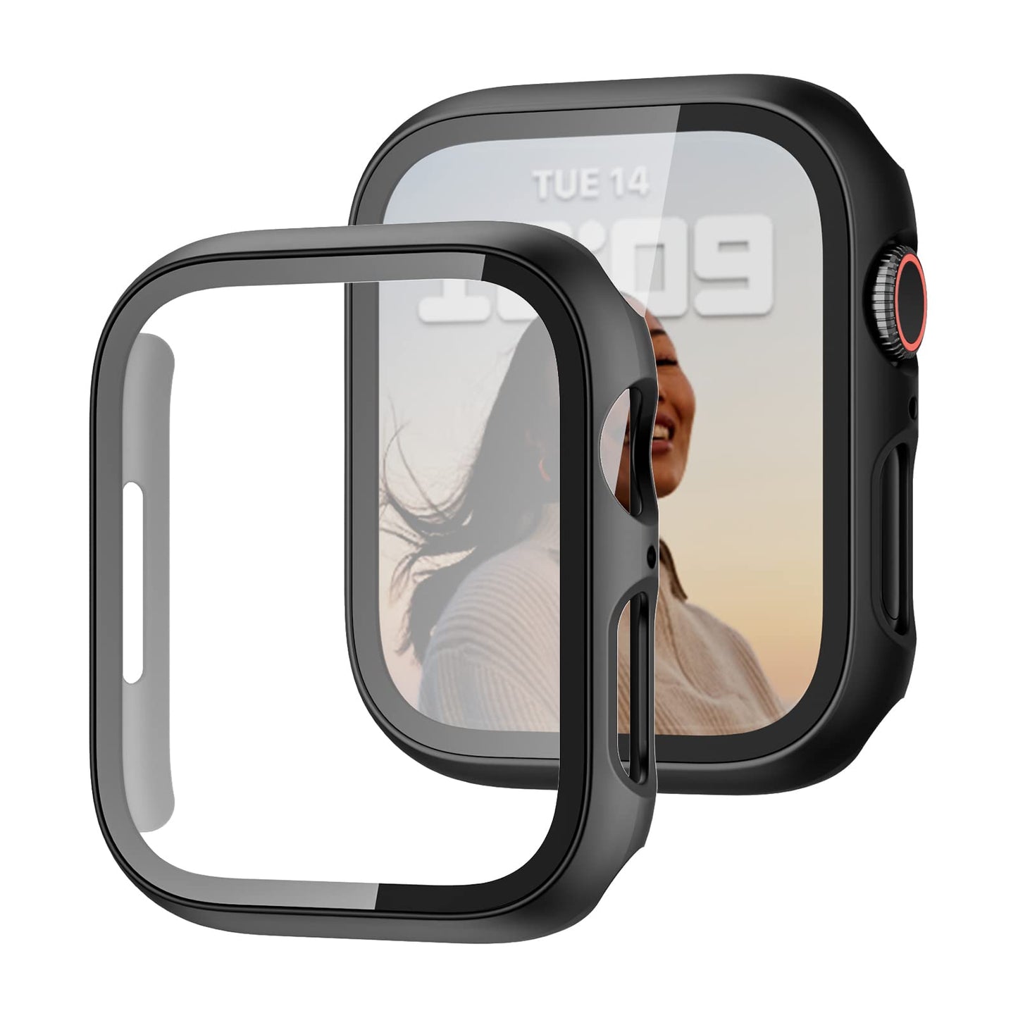 JZK Screen Protector Case for Apple Watch Series 11/10 42mm,Purple+Clear