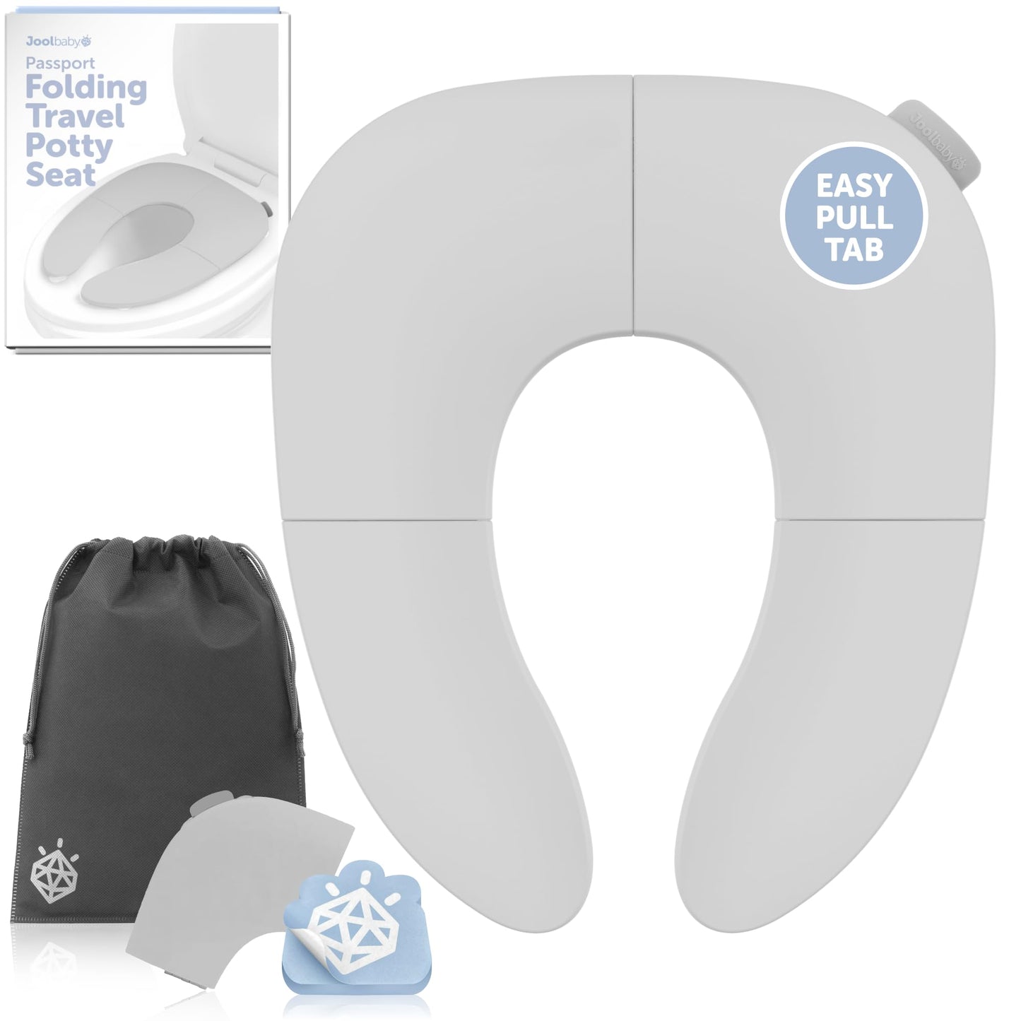 Jool Baby Folding Travel Potty Training Seat – Easy-Remove Pull Tab (Sage)