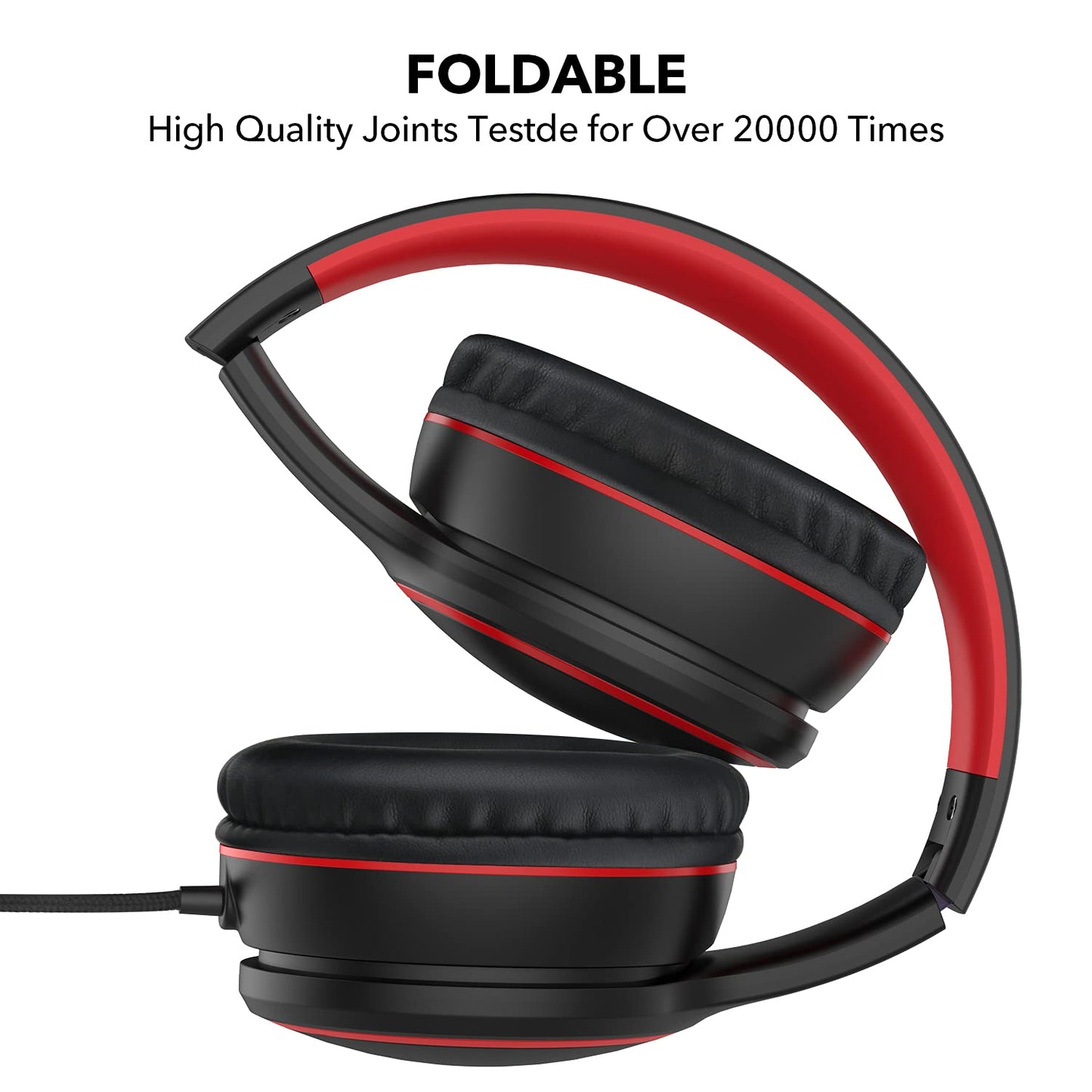 R10 Over-Ear Headphones with Microphone, Lightweight Folding Stereo Bass Headset with 1.5M No-Tangle Cord, Portable Wired Headphones for Smartphone Tablet Computer MP3 / 4 (Grey)