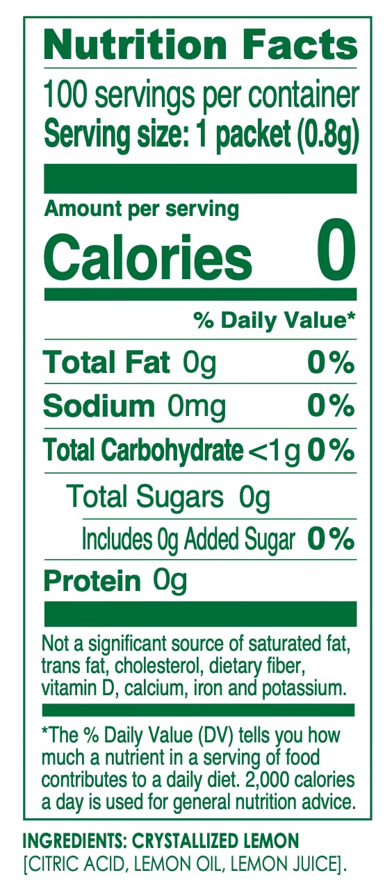 TRUE LEMON Water Enhancer, Bulk Dispenser, 100 Count (Pack of 1), 0 Calorie Drink Mix Packets For Water, Sugar Free Lemon Flavoring Powder Packets