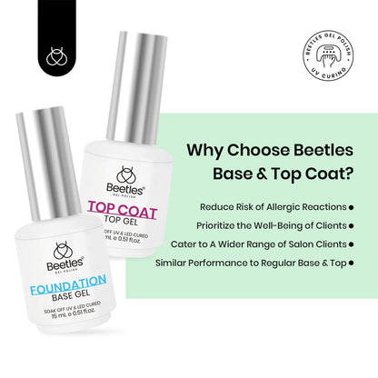 Beetles 2 Pcs 15ml No Wipe Gel Top Coat and Base Coat Set
