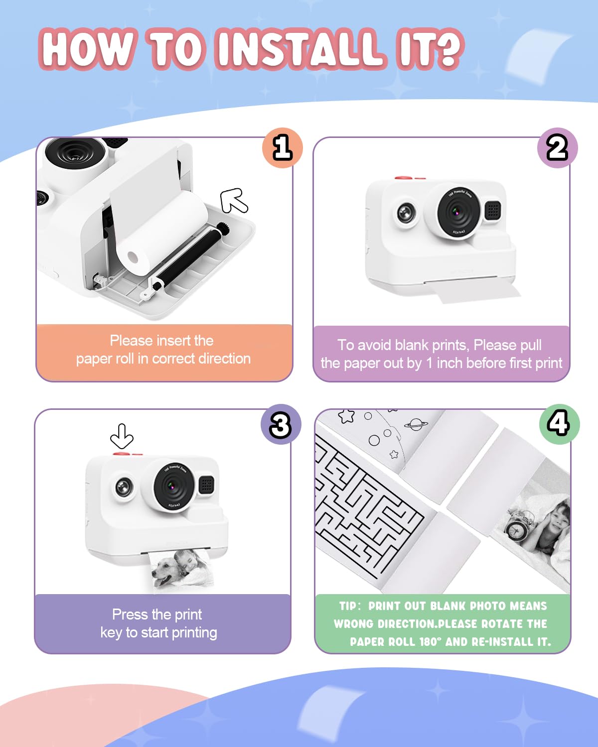 Dylanto Kids Camera Instant Print,1080P Kids Instant Cameras that Print Photos,Christmas Birthday Gifts for Girls Age 3-12,Portable Toy for 3 4 5 6 7 8 9 10 Year Old Girls Boys Pink