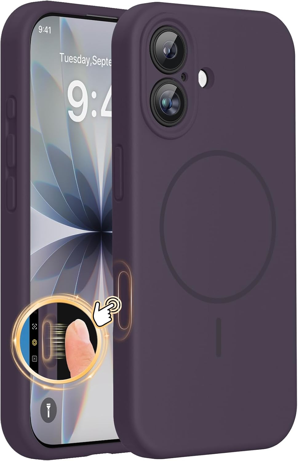 Miracase Magnetic for iPhone 16 Pro Case, Silicone, Black