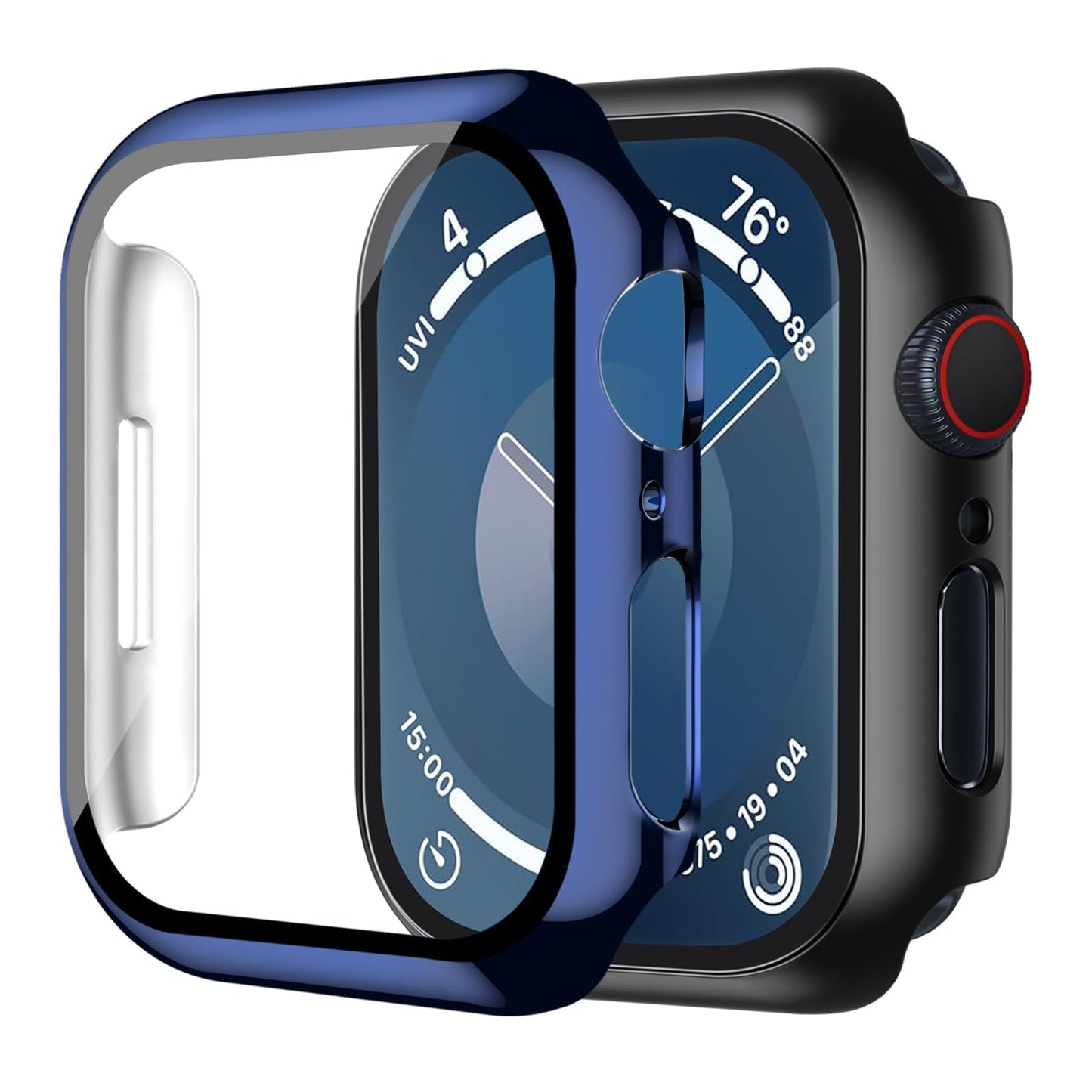 Smiling 2 Pack Case Compatible with Apple Watch SE 3 (2025)/ SE 2/ SE/Series 6/5/4 40mm with Tempered Glass Screen Protector, Hard PC Case Overall Protective Cover- 1 Blue+ 1 Transparent
