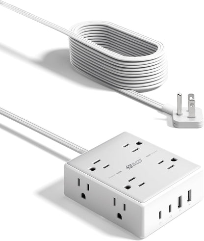 SUPERDANNY Extension Cord,Flat Plug Surge Protector Power Strip,6Ft
