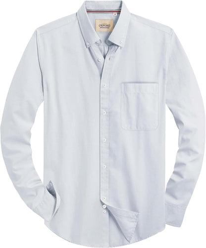 Alimens & Gentle Mens Solid Oxford Shirt Long Sleeve Dress Shirt Work Casual Button Down Shirts with Pocket