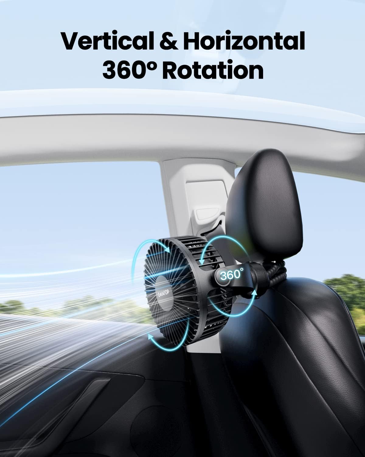 Gaiatop Mini Portable Stroller Fan, Small Clip on Fan 3 Speed Rechargeable