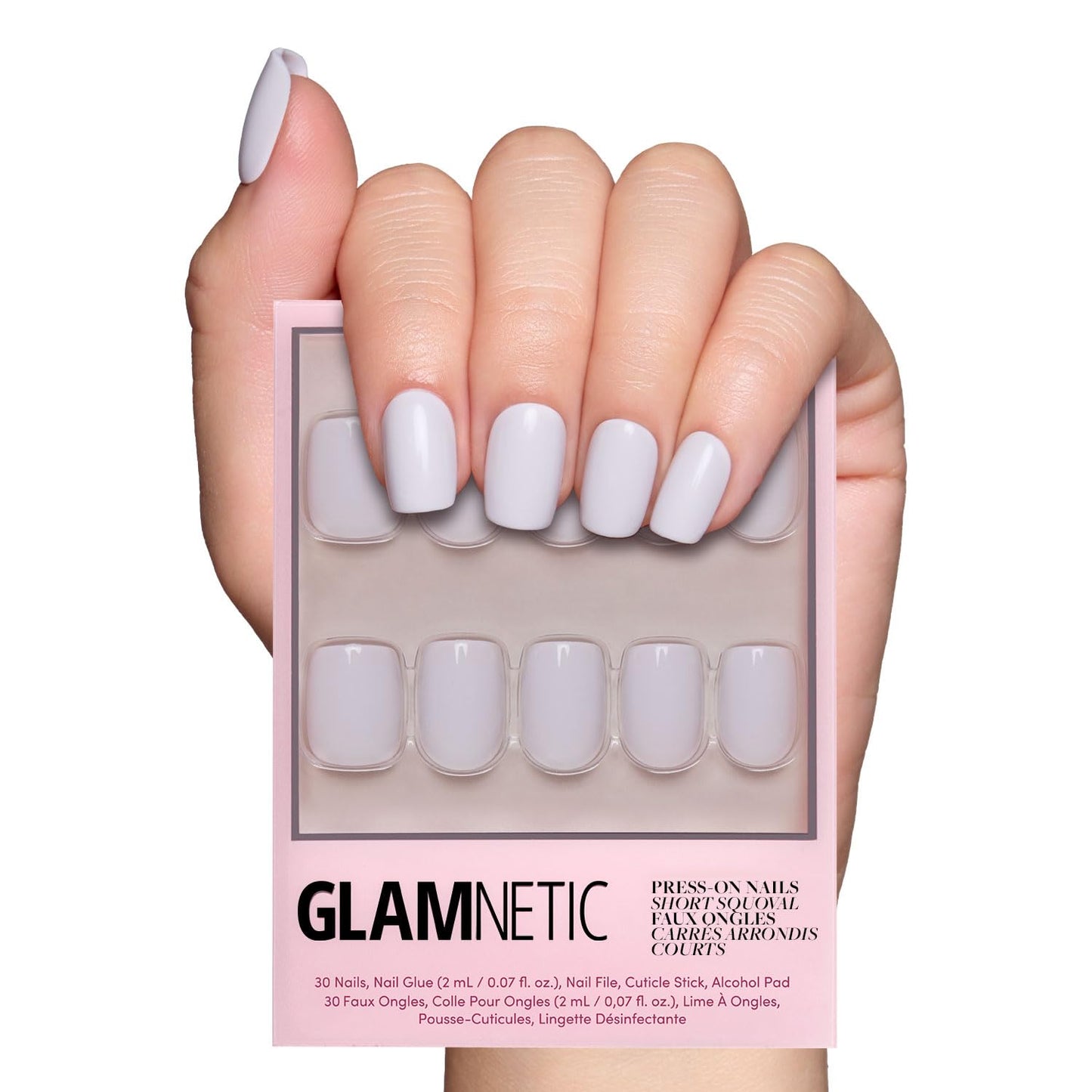 Glamnetic Press On Nails - Short Almond, Glossy Fake Nails 24 Pc Full Kit