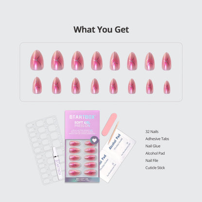 BTArtbox Press On Nails, Cream Puff, Short Almond, Ombre Off White, 32Ct