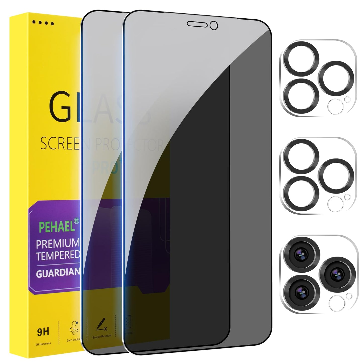 PEHAEL for iPhone 16 Pro Max Privacy Screen Protector+Camera Lens Protector