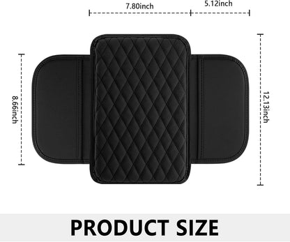Stacool Upgraded Car Center Console Cover,Microfiber Leather Car Armrest Cover Cushion with 2 Storage Bags,Universal Car Armrest Storage Box (Black)