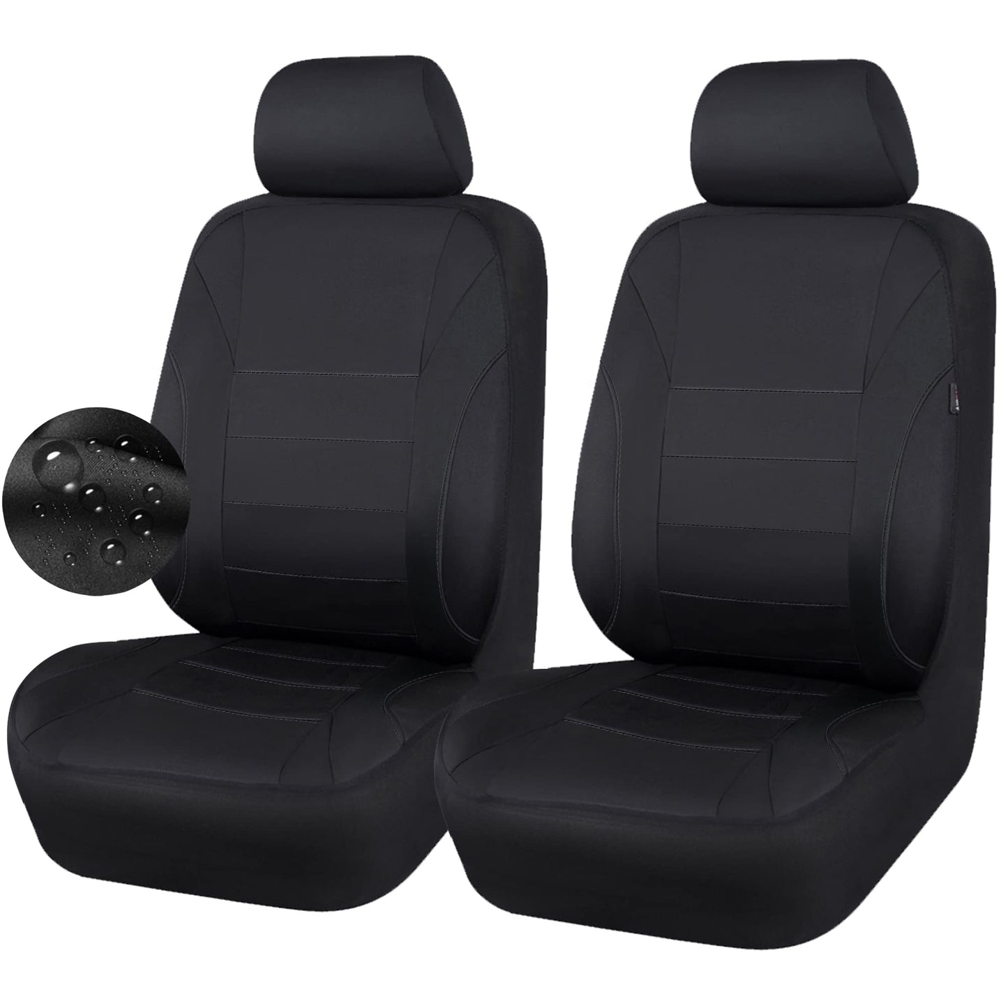 CAR PASS Waterproof Car Seat Covers Front Seats Only with 5mm Composite EVA, Neoprene Car Seat Cover with Separate Headrest Cover, Quick Setup Universal Fit for Car SUV Trucks,Airbag Compatible（Gray