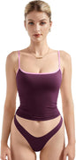 SUUKSESS Women Double Line Square Neck Tank Top Summer Y2K Going Out Basic Cami Shirt