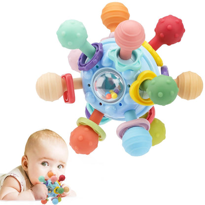 Baby Montessori Sensory Teething Toy 0-6 6-12 Months, Teether Ball & Rattle