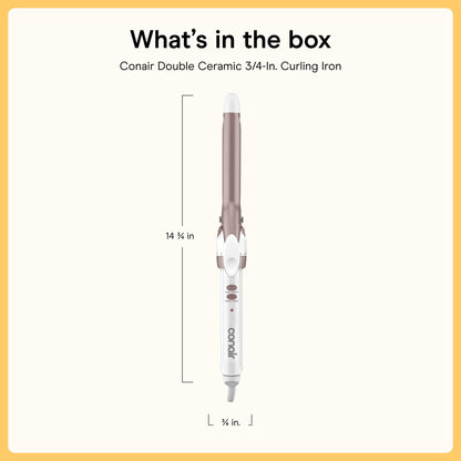 Conair Curling Iron, Double Ceramic, 1" Barrel, White/Rose Gold