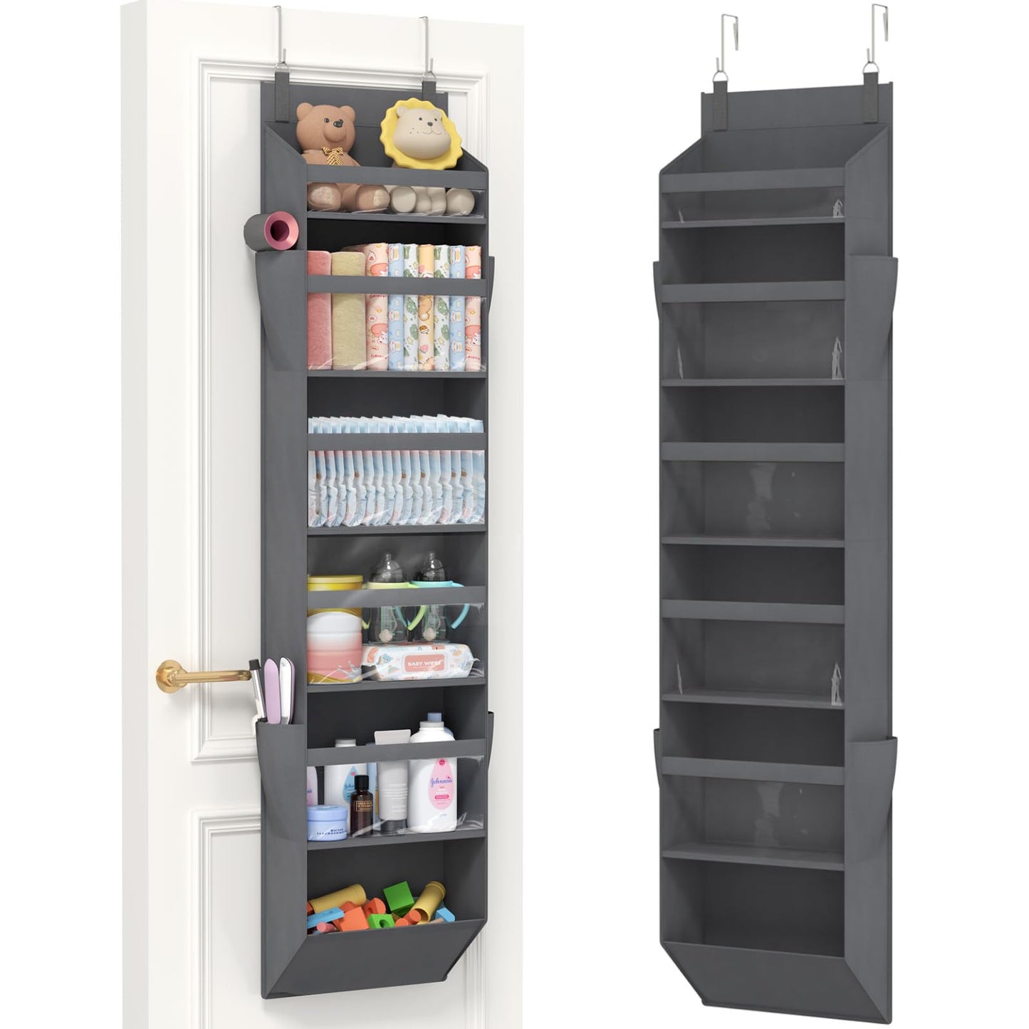 Lifewit 1 Pack Over the Door Organizer, 5 Section Hanging Storage, Beige