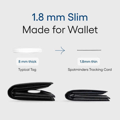 SPOTMINDERS Apple MFi Certified Wallet Tracking Card Black 4-Pack Travel Gifts for Him Works with Apple Find My Rechargeable Tracker IP68 Waterproof 0.07" Slim iPhone Item Finder for Luggage Passport