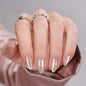 BTArtbox Press On Nails, Cream Puff, Short Almond, Ombre Off White, 32Ct