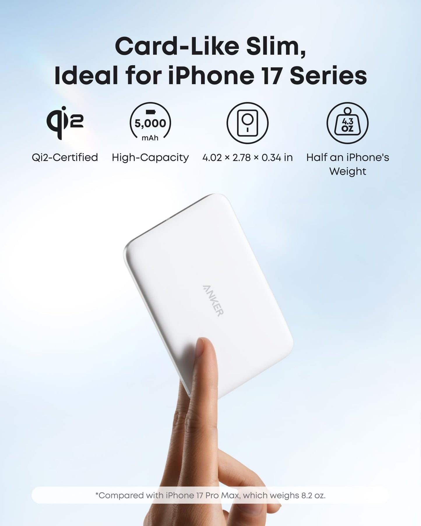 Anker Nano Magnetic Power Bank, 5,000mAh Qi2-Certified 15W Portable Charger