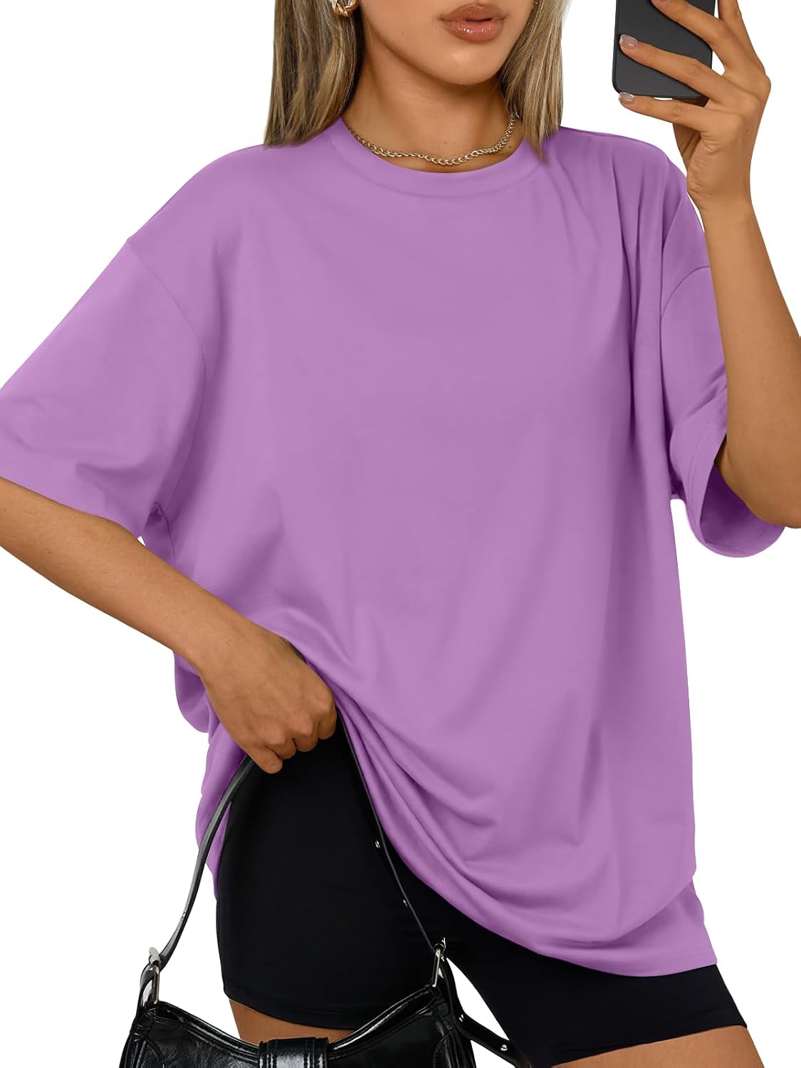 Trendy Queen Womens Oversized T-Shirts Short Sleeve Crew Neck Summer Tops