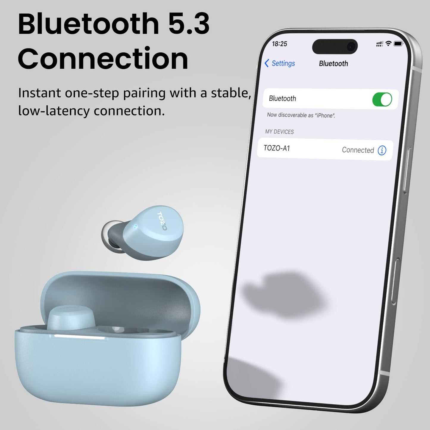 TOZO A1 Wireless Earbuds Bluetooth 5.3 Light Weight in Ear Headphones