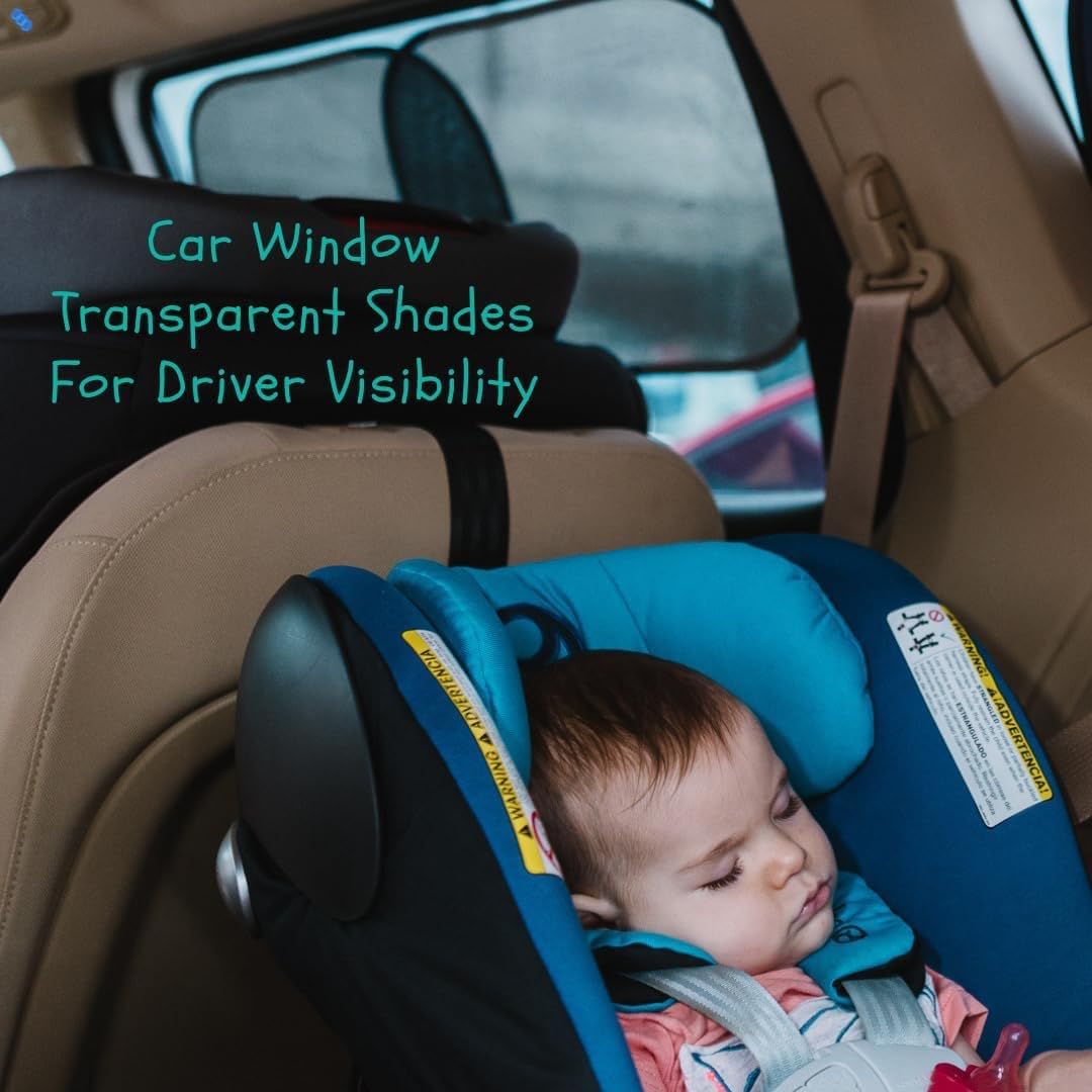 Car Window Shades - Certified 99.79% UVA & 99.95% UVB sun protection. Award winning car sun shade for side windows. 4 Pack (2 Transparency options) 20" x 12" -window shade for car baby by Kinder Fluff
