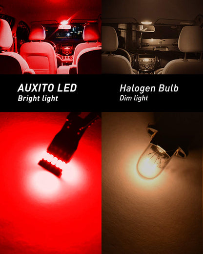 AUXITO 194 LED Bulbs for License Plate Light 168 175 2825 W5W T10 24-SMD 3014 Chipsets 6000K White for Car Dome Door Map Dash Courtesy Cargo License Plate Lights, Pack of 2