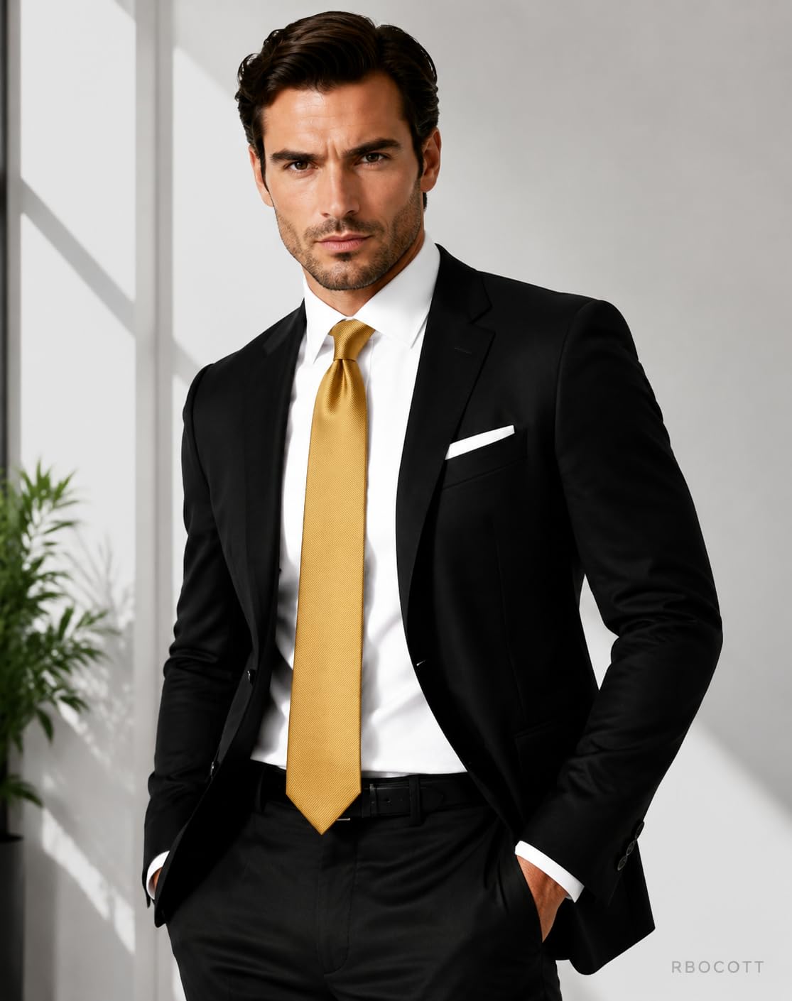 RBOCOTT Solid Color Tie Formal Necktie for Men