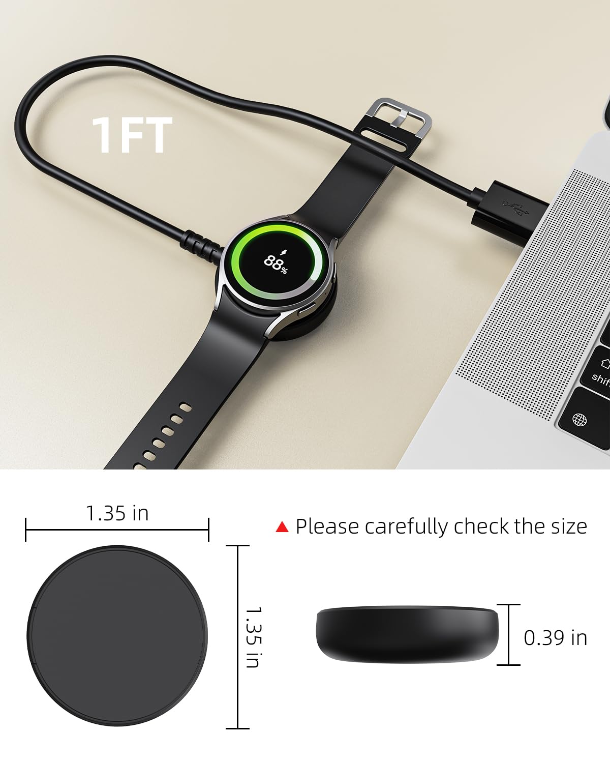 3.3FT for Samsung Galaxy Watch Charger Compatible with 8/8 Classic