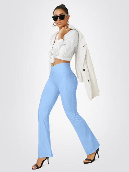 FOHOFO Yoga Pants Women, Flare Leggings for Women with Pockets Crossover High Waisted Bootcut Yoga Pants